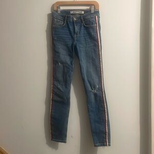 Zara destroyed jeans side striped